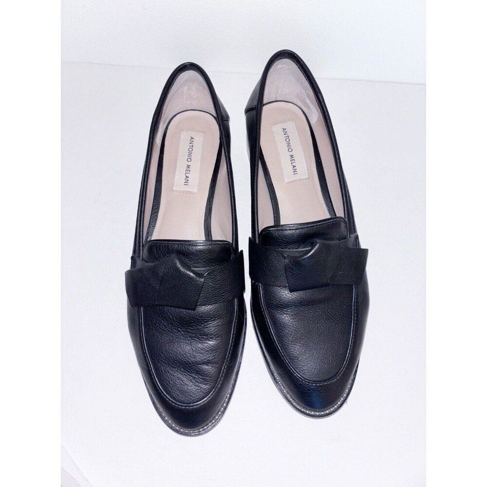 Antonio Melani Darlene Black Leather Loafers 7.5M - Picture 2 of 11